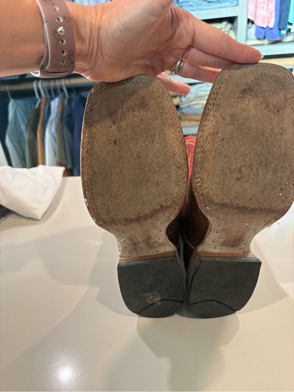 Men's ARIAT Mecate Brown Leather Cowboy Boots with Red Shaft and Wing Stitching - Picture 8 of 8